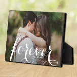 FOREVER Script Easel Back Photo Frameless Plaque<br><div class="desc">This charming tabletop photo plaque has a built-in easel for frameless display of your favourite photo. Features the word FOREVER in a beautiful white script,  your names and wedding date. Create a keepsake of your favourite photo or give as gifts.</div>