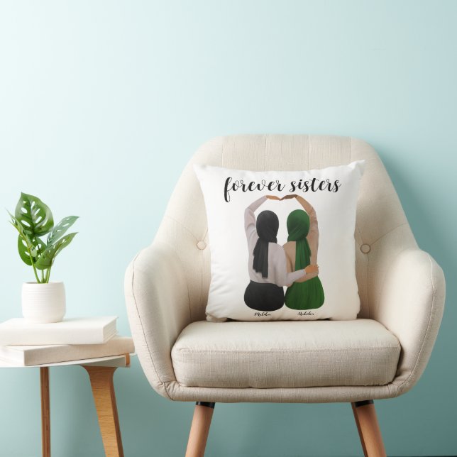 Forever Sisters Personalised Hijabi Gift Cushion (Chair)