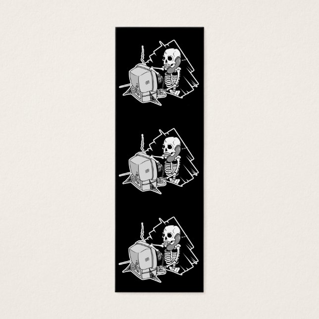 forever skeleton on hold tech support bookmark (Front)