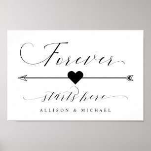 Forever Starts Here Script Directional Arrow Sign