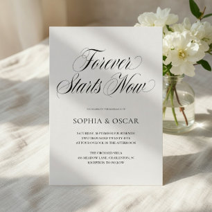 Forever Starts Now Wedding   Elegant Script Invitation
