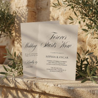Forever Starts Now Wedding Invitation Set Beige
