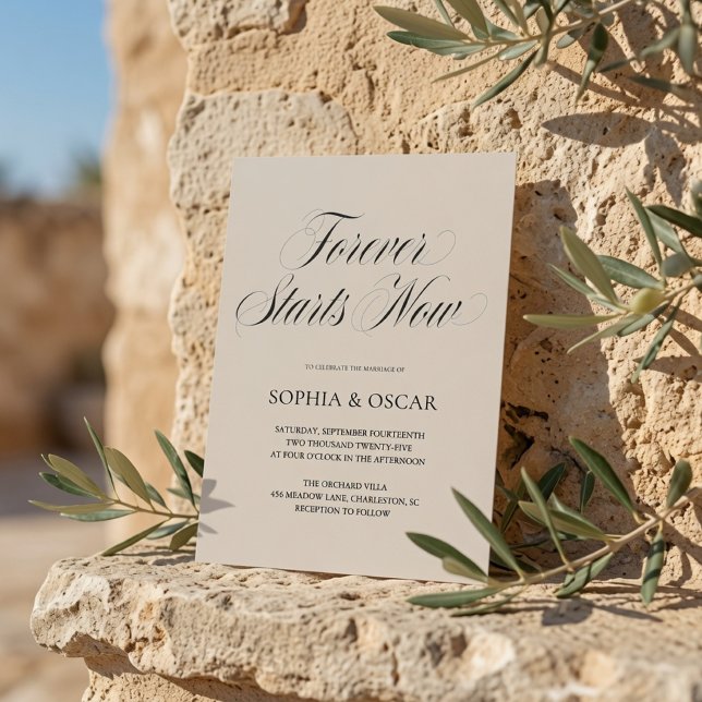 Forever Starts Now Wedding Luxury Beige Invitation (Creator Uploaded)