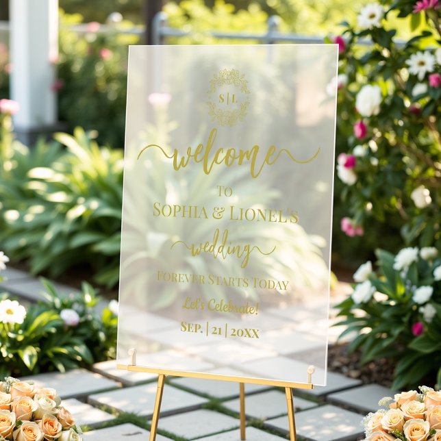 Forever Starts Today Gold Minimal Welcome Frosted Acrylic Sign (Creator Uploaded)