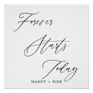 “Forever Starts Today” Wedding Backdrop Banner Poster