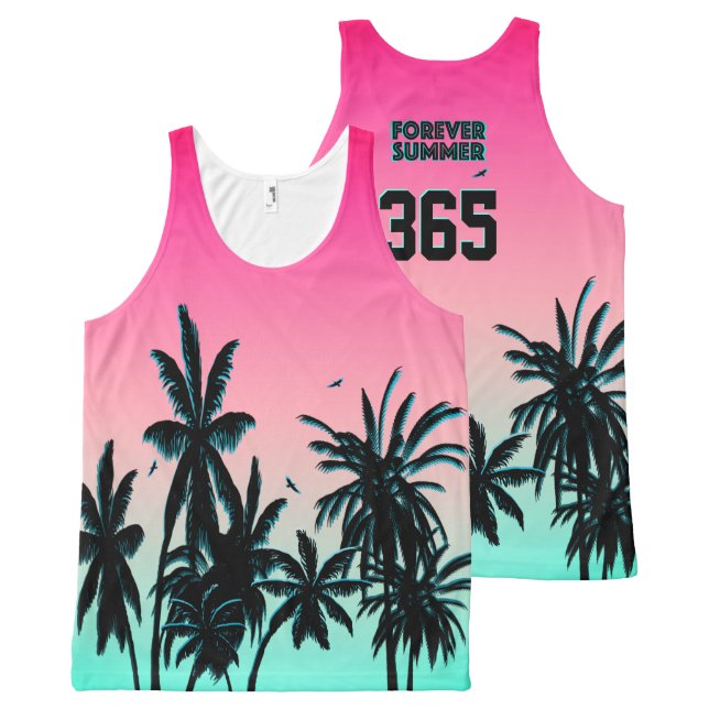 Forever Summer 365 Pink Flamingo Ice Sherbet All-Over Print Singlet (Front and Back)