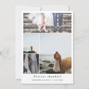 Forever Thankful Couple Photo Collage Wedding Thank You Card