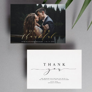 Forever Thankful Gold Foil Wedding Thank You Card