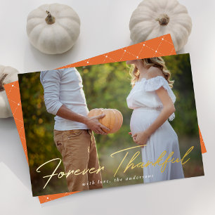 Forever Thankful Script Orange Photo Thanksgiving