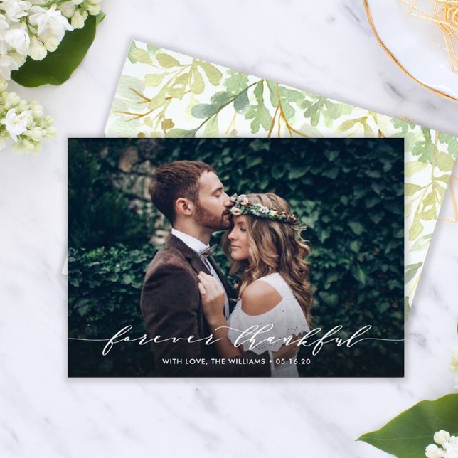 Forever Thankful | Thank You Wedding Photo Card (Creator Uploaded)