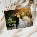 Forever thankful trendy beautiful photo wedding thank you card<br><div class="desc">A beautiful image of the newly weds with trendy text. The bride and groom's image and back colour and text can be personalised. Add a personal thank you message and you can upload your own photo.</div>