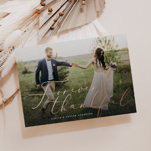 Forever Thankful Wedding Foil Thank You Photo Card