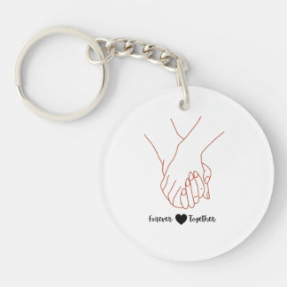 Forever Together Holding Hands Line Art Love Key Ring