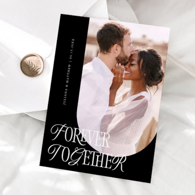 Forever Together Vintage Elegance Black Wedding Announcement (Creator Uploaded)