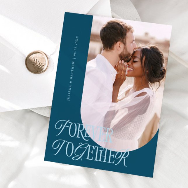 Forever Together Vintage Elegance Teal Wedding Announcement (Creator Uploaded)