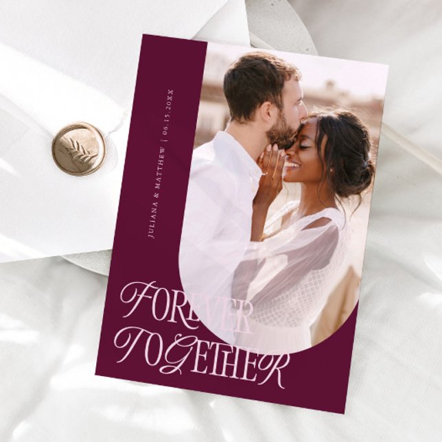 Forever Together Vintage Elegant Cranberry Wedding Announcement (Creator Uploaded)