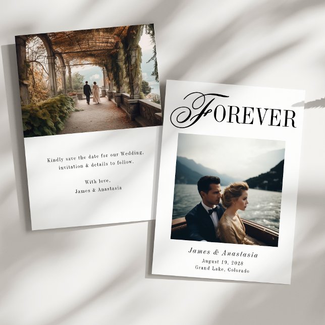 Forever Unique Elegant 2 Photo Wedding Save The Date (Creator Uploaded)