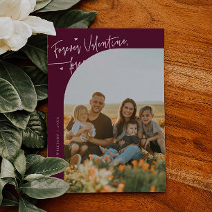 Forever Us Script Cranberry Valentine Photo Holiday Card