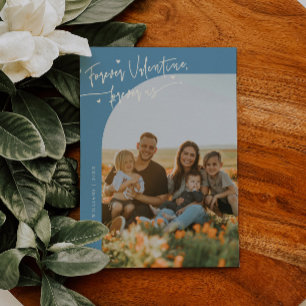 Forever Us Script Denim Blue Valentine Photo Holiday Card
