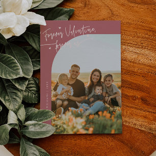 Forever Us Script Pink Valentine Photo Holiday Card