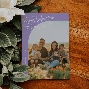 Forever Us Script Violet Valentine Photo Holiday Card