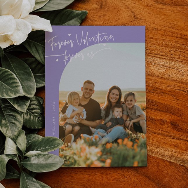 Forever Us Script Violet Valentine Photo Holiday Card (Creator Uploaded)
