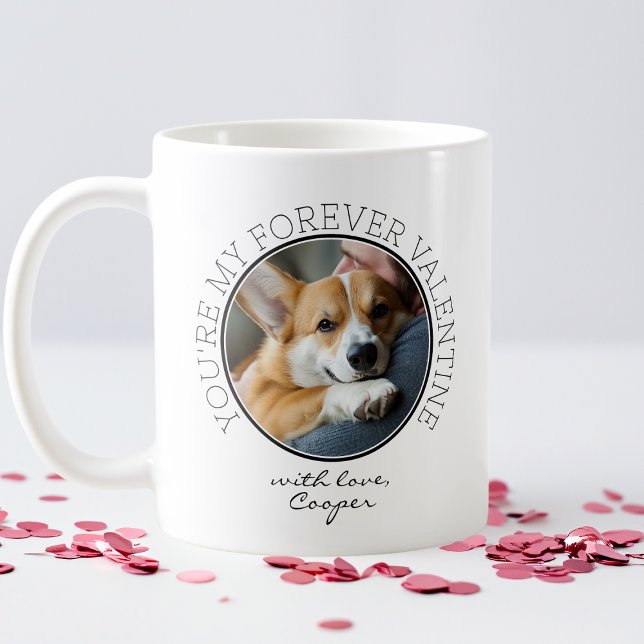 Forever Valentine Dog Dad Cute Custom Pet Photo Coffee Mug (Forever Valentine Dog Dad Cute Custom Pet Photo Coffee Mug)