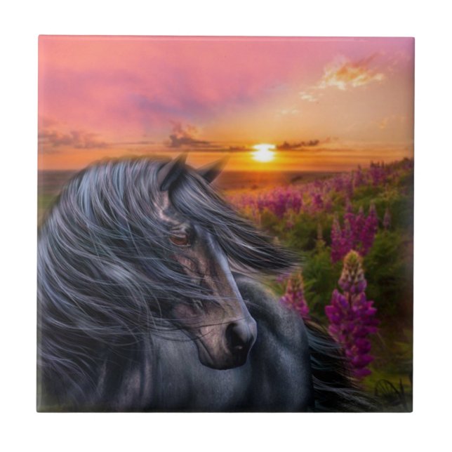 Forever Wild Black Horse Tile (Front)
