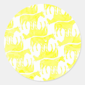 Forever Yellow Unicorn Classic Round Sticker