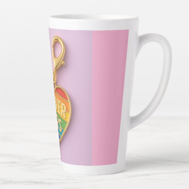 Forever Yours – Colourful Love Heart Charm Latte Mug (Right)