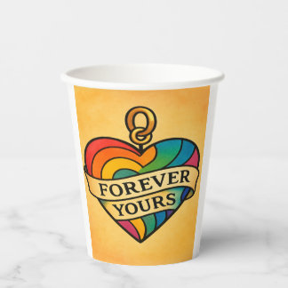 Forever Yours Colourful Love Heart Paper Cups