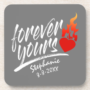 Forever Yours Custom Name Valentine Coaster