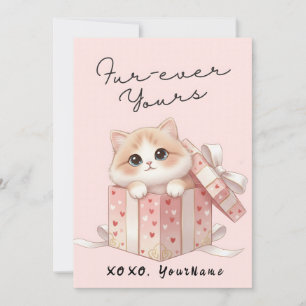 Forever Yours Cute Cat Valentine Card 