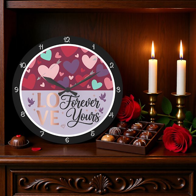 Forever Yours Love Heart Large Clock (Creator Uploaded)