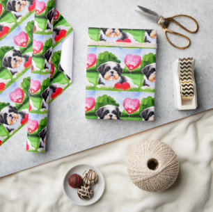 Forever Yours Shih Tzu Watercolor Wrapping Paper