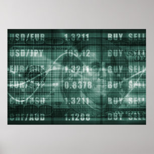 Forex Trading Online and with US Dollar Graph Poster