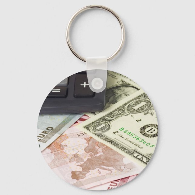 Forex - US and Euro currency pair with calculator Key Ring (Front)