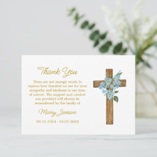 Forge me not Cross Sympathy Thank You Card