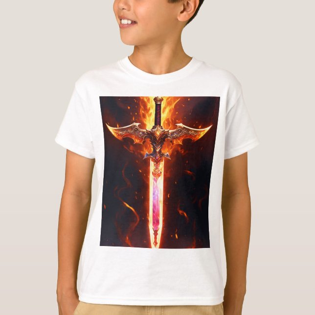 "Forge your style:  Buring sword T - Shirt Design" (Front)