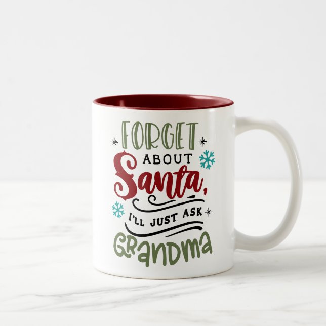 Forget About Santa, I'll Just Ask Grandma Two-Tone Coffee Mug (Right)