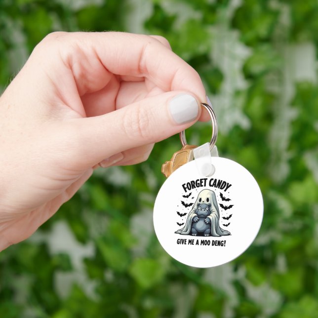 Forget Candy Give Me Moo Deng Halloween Ghost  Key Ring (Hand)