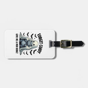 Forget Candy Give Me Moo Deng Halloween Ghost Luggage Tag
