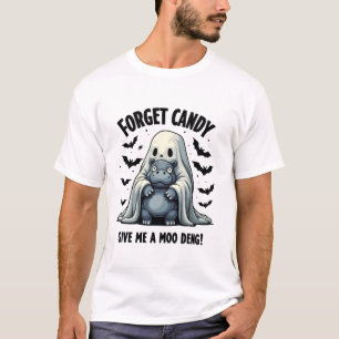 Forget Candy Give Me Moo Deng Halloween Ghost T-Shirt