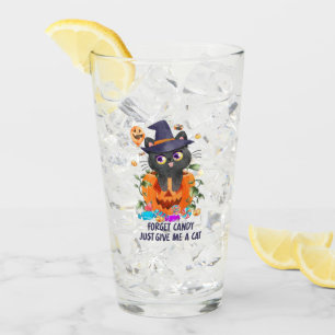 Forget Candy Just Give Me A Cat – Witch Cat Glass