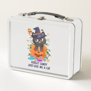 Forget Candy Just Give Me A Cat – Witch Cat Metal Lunch Box