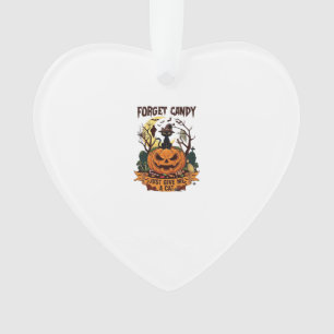 Forget Candy Just Give Me Cat Halloween Pumpkin_1 Ornament