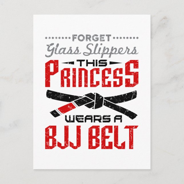 Forget Glass Slippers Princess Wears BJJ Belt Postcard (Front)