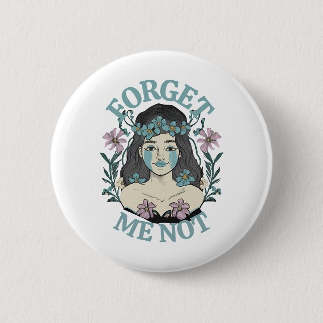 Forget Me Not 6 Cm Round Badge (Front)