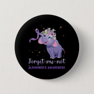 Forget me not Alzheimers Awareness Elephant Flower 6 Cm Round Badge