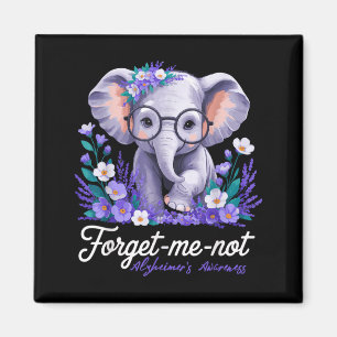 Forget me not Alzheimers Awareness Elephant Flower Magnet